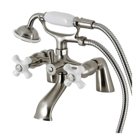 Kingston Brass KS267PXSN Deck Mount Clawfoot Tub Faucet with Hand Shower, Brushed Nickel KS267PXSN